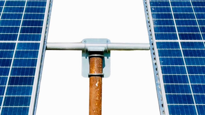 Top of pole solar mount for 3 inch pipe with two panels